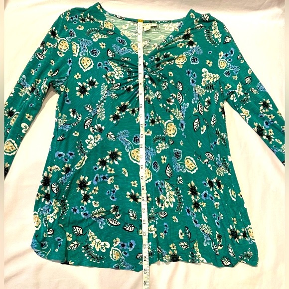 3 Tops/.Teal/Turq/Blue Autumn LightJacket/Tee/FloralPullover (Photos Measure) - Picture 9 of 12
